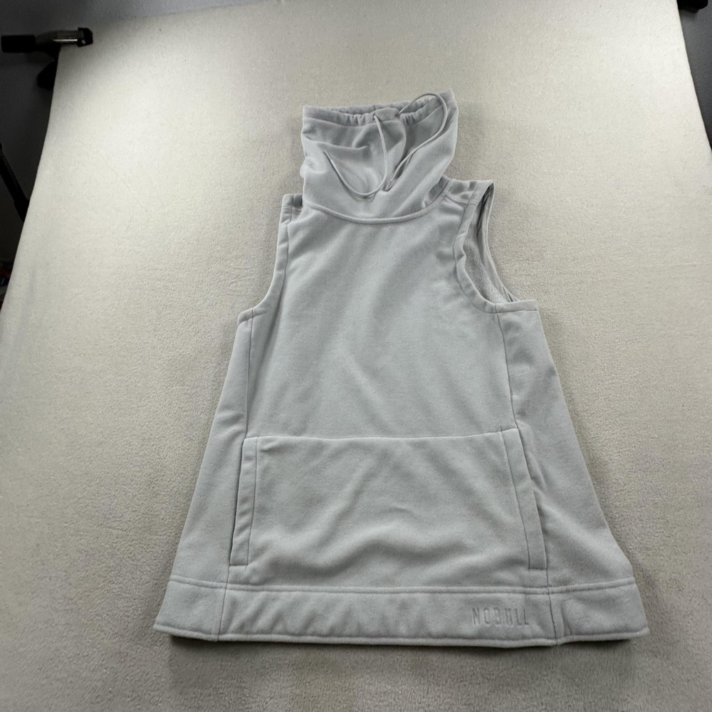 NOBULL Pullover Womens Small Gray Cowl Neck Fleece Lined Vest Pockets Gym